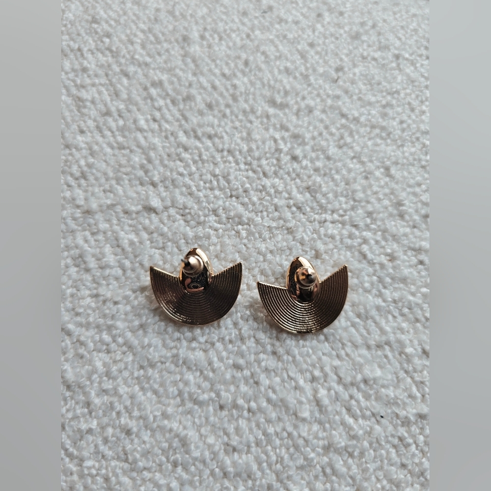 Anthropologie, Half-Moon Post Earrings, Gold/Black, MSRP $44 - Picture 7 of 8